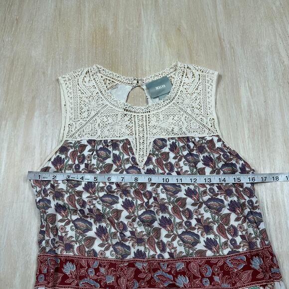 Anthropologie Maeve Laced Eleanor Boho Sleeveless Floral Crochet Blouse Small - Picture 7 of 12